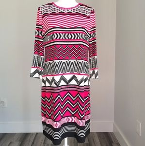 Eliza J. Striped Pink black print dress size 10